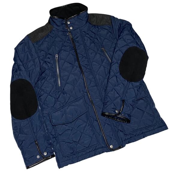 Cole Haan Quilted Size M Jacket Coat Lined Elbow Patches Chore Pockets Corduroy - Picture 1 of 14